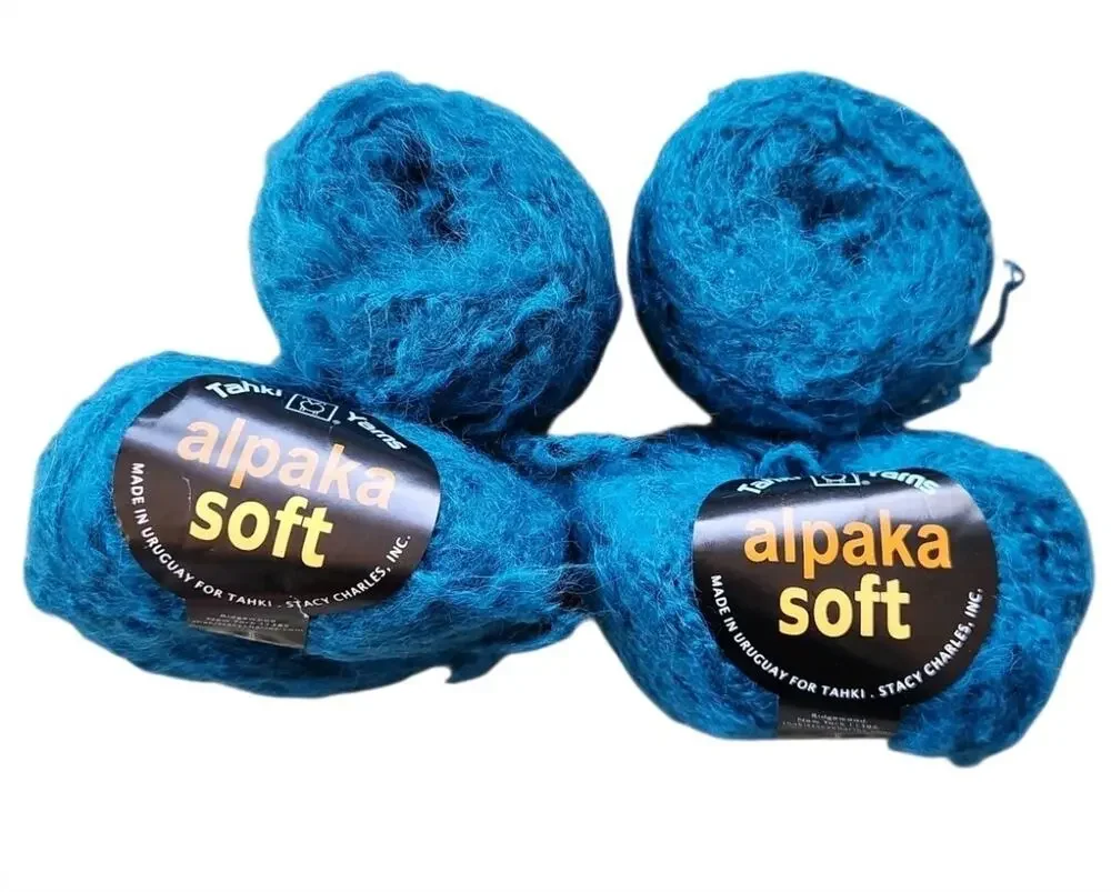 Tahki Alpaka Soft 100% Alpaca Yarn Lot 2 Skeins + 2 Balls Fuzzy Bulky Teal
